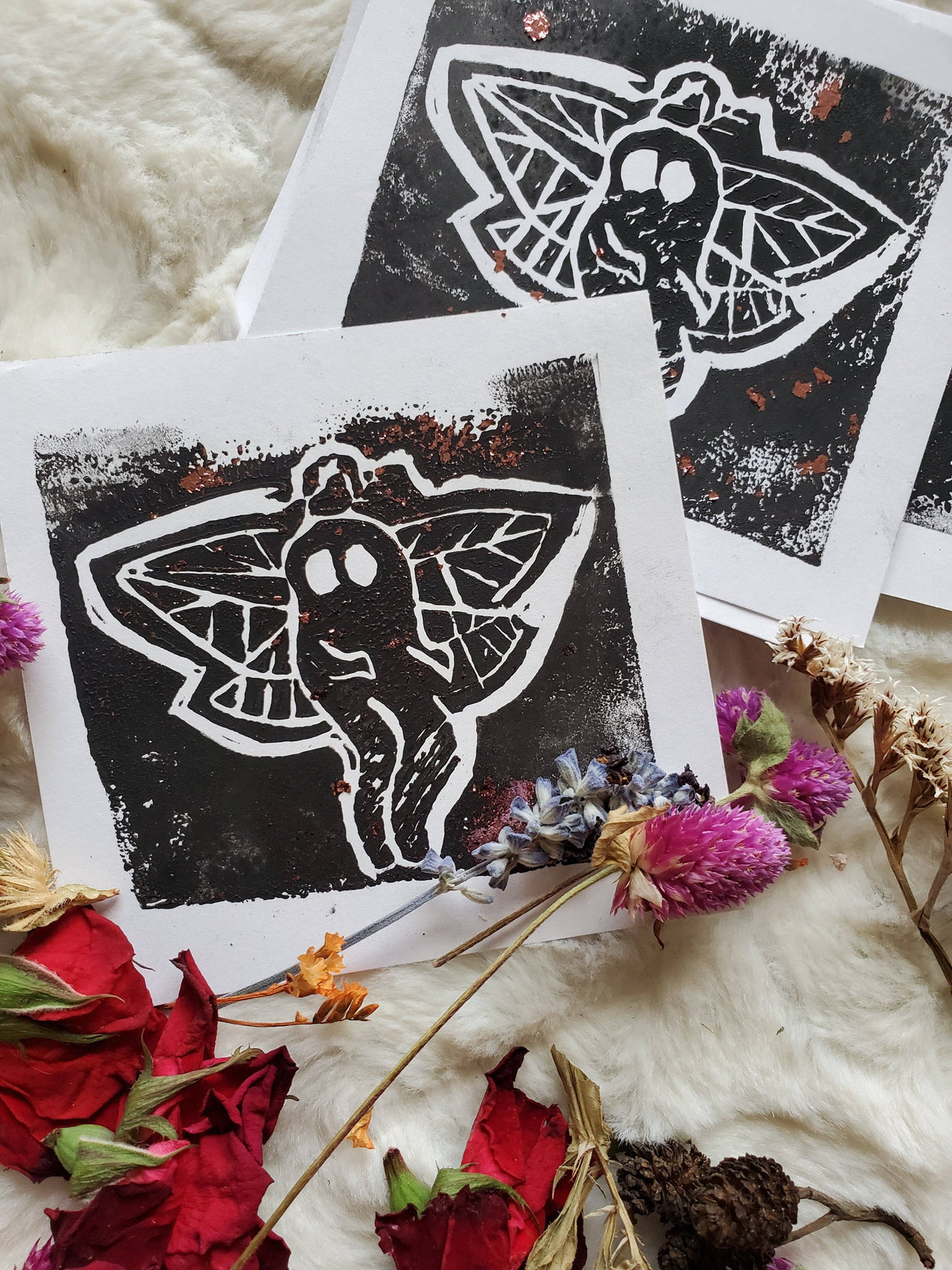 Mothman Linocut Art Print