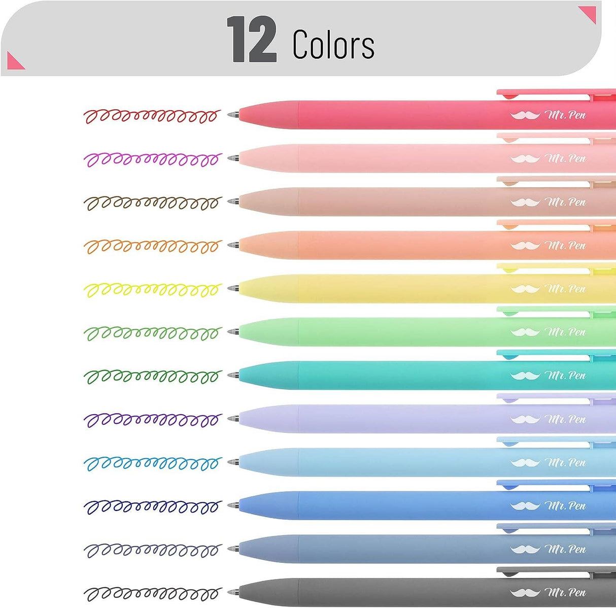 Fast Dry Retractable Gel Pens - 12 Pack