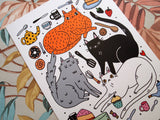 Kitchen Cats A4 Art Print