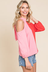 Cold Shoulder Color Block Top