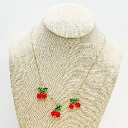 Beaded Cherry Necklace