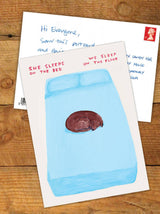 She Sleeps On The Bed A6 Art Postcard