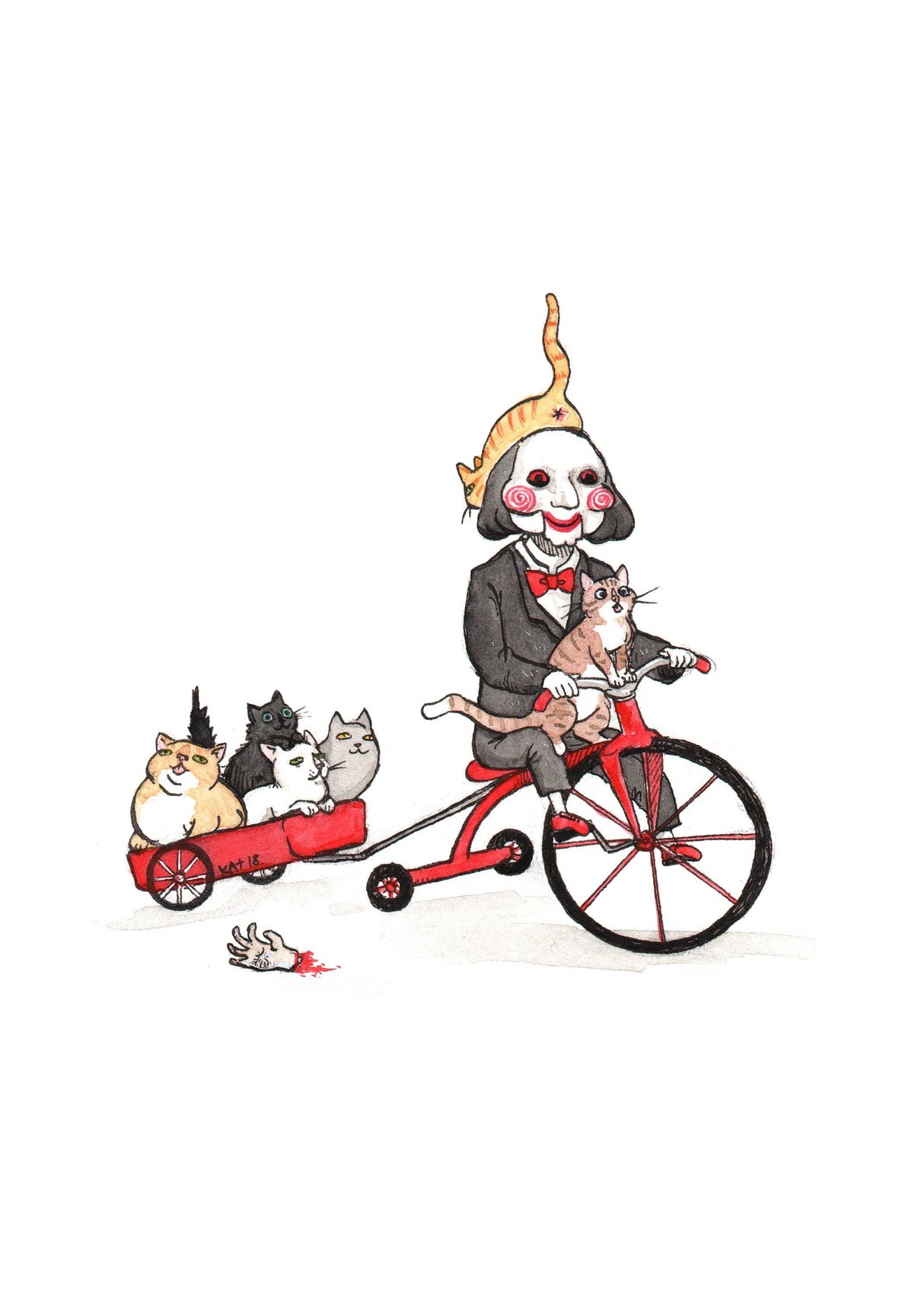 PAW - Saw Billy Puppet with Cats Print