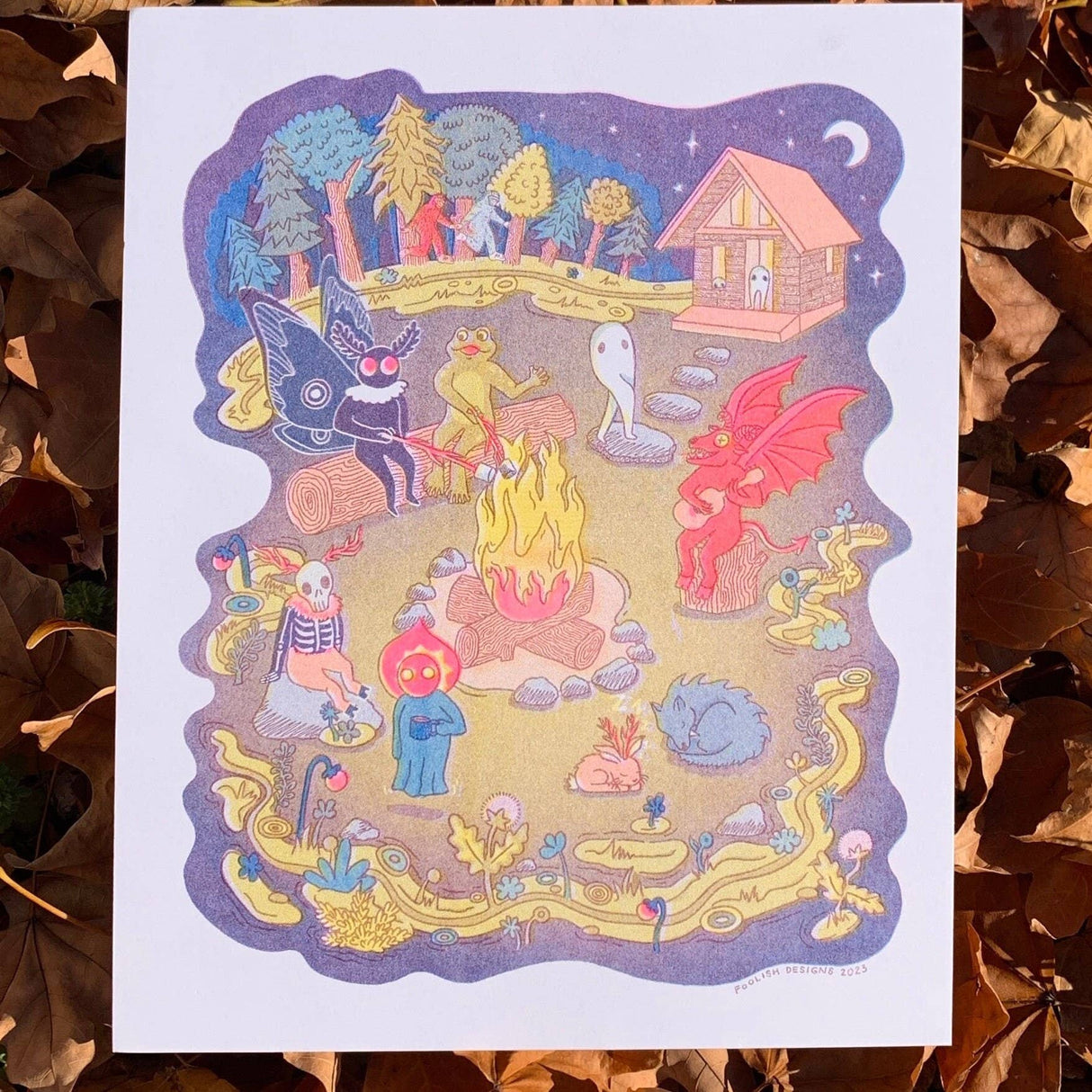 Camp Cryptid Risograph Print