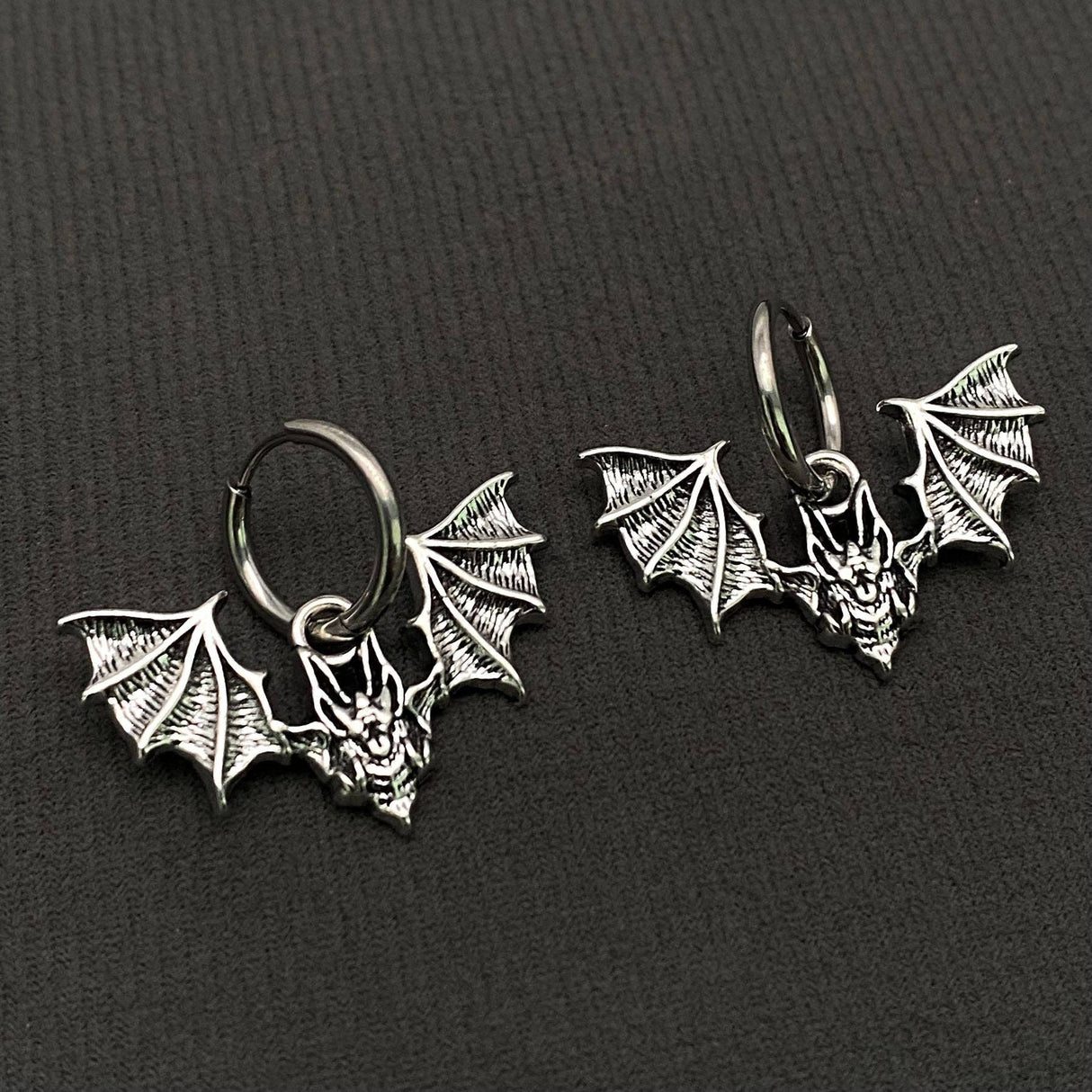 Gothic Bat Huggie Earrings - GT