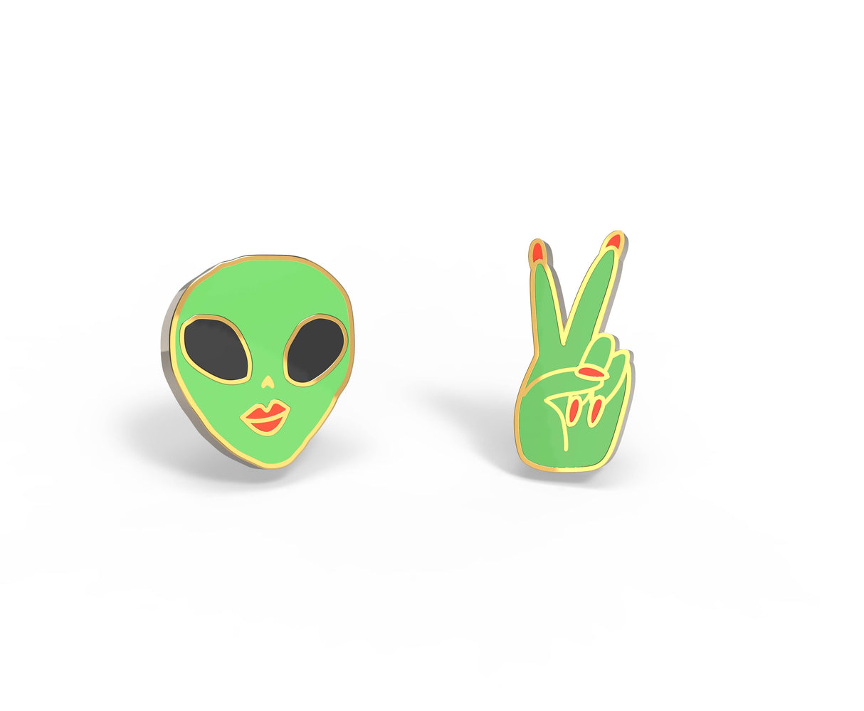 Alien Earrings 22k Gold Gilded