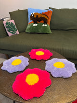Flower Mug Rug Coaster | Tufted Wall Hanging | Handmade Fruit Accent Rug