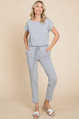 Boat Neck Solid Jumpsuit