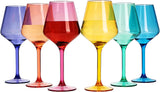 Unbreakable Colored Stemmed Wine Glasses, Acrylic oz Set - 6